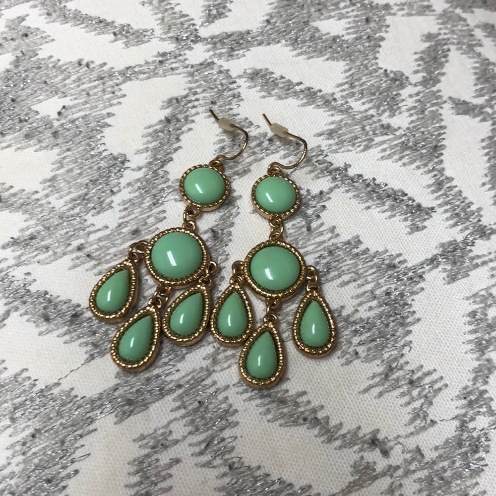 Long green earrings